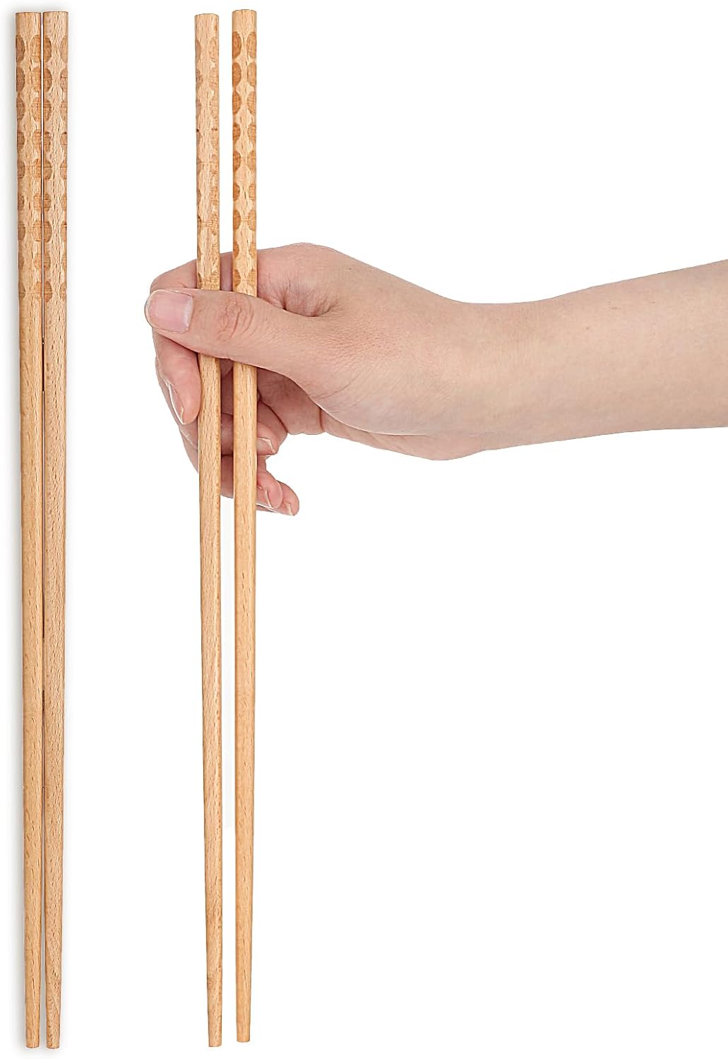 2 Pairs 13&16 Inches Cooking Chopsticks Wooden Long Chop Sticks Reusable Chopsticks Kitchen Chopstick for Noodles Frying Hotpot