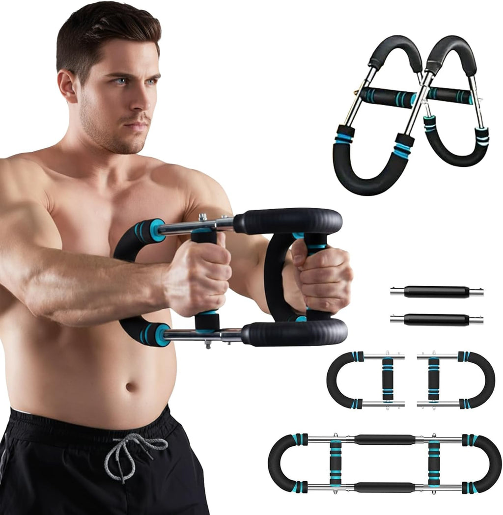 Twister Arm Trainer for Men – Adjustable Resistance 40-140lb – Ergonomic 27° Chest & Biceps Workout Bar – Portable & Detachable Home Gym Fitness Equipment