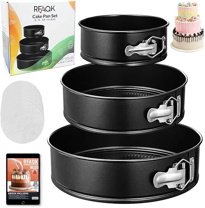 Non-Stick 9 Inch Springform Pan - Spring form Pan for Cheesecake with Removable Bottom, Bonus Icing Spatula with 10 Pcs Parchment Paper & Recipe E-Book - Ideal for Baking Cakes, Pizzas, & More!