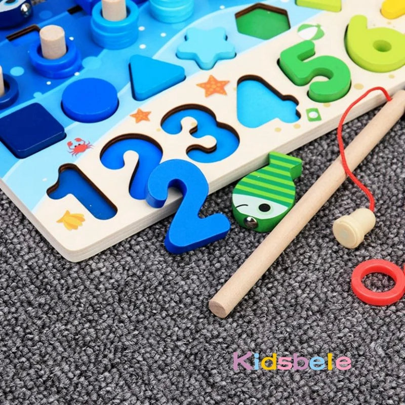 Montessori Educational Wooden Toys for Kids Toddler Number Puzzles Sorter Counting Shape Stacker Stacking Game Preschool Math Blocks Toys Gifts for Boy Girl Birthdays Christmas Holidays