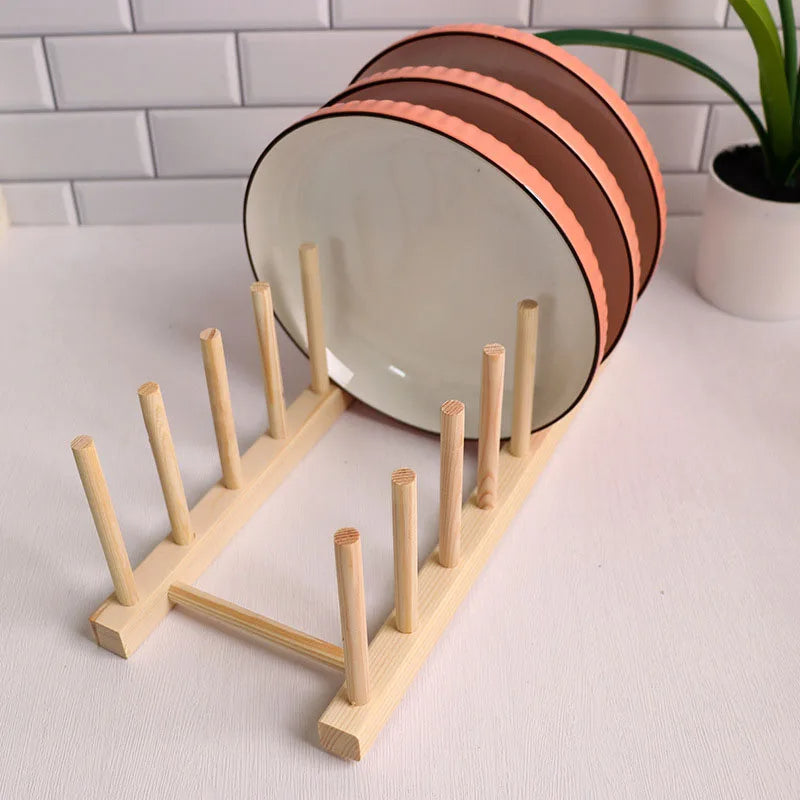 Kunovo Bamboo Dish Rack,Pot lid/Plate/Cutting Board Organizer for Kitchen cabinets,Bottle Drying Holder
