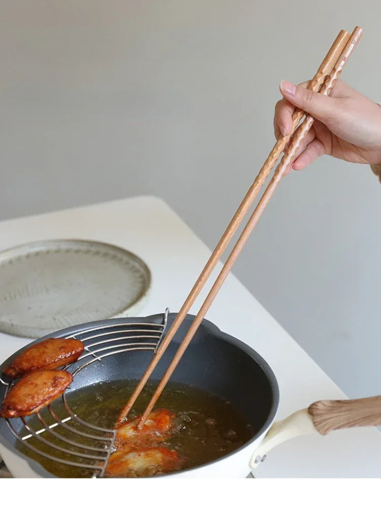 2 Pairs 13&16 Inches Cooking Chopsticks Wooden Long Chop Sticks Reusable Chopsticks Kitchen Chopstick for Noodles Frying Hotpot