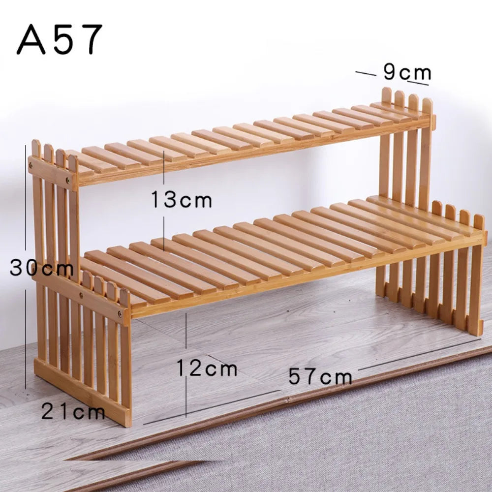 Bamboo Plant Stand Rack Indoor Outdoor Planter Display Shelves for Patio Garden Wood Color Shelf for Living Room Corner Balcony Multiple Holder for Plants and Flowers