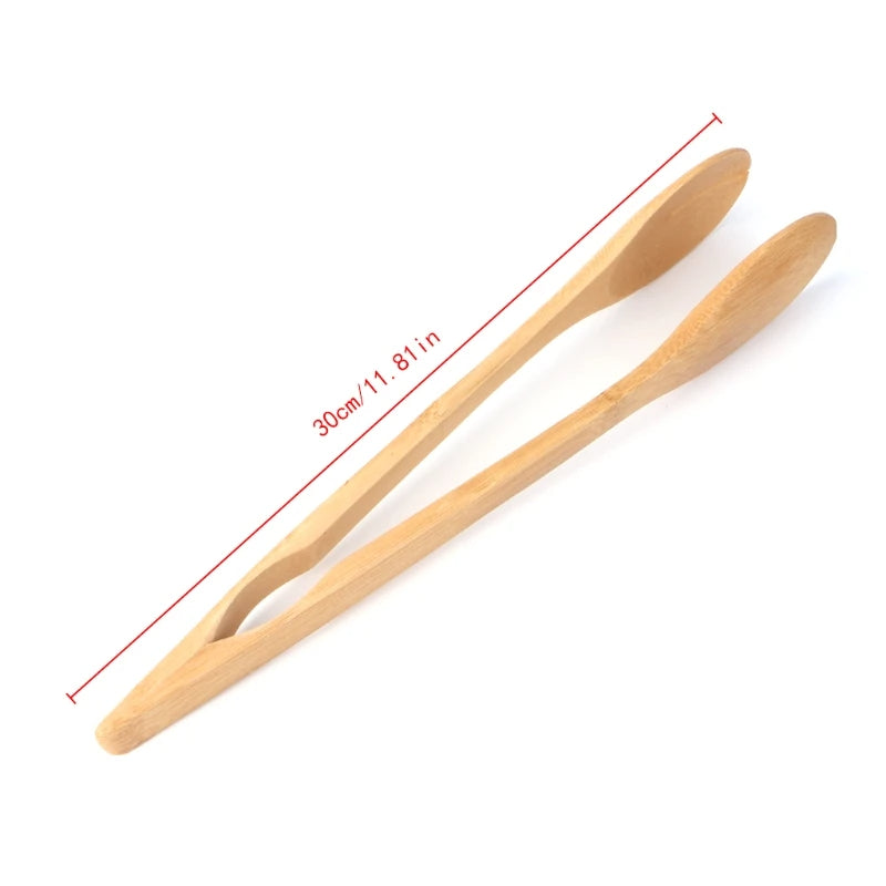 1 Pieces Bamboo Toast Tongs, 10.2 Inches Long Wood Toaster Tongs with Anti-slip Design, Tongs for Cooking with Cooking Oil Coating