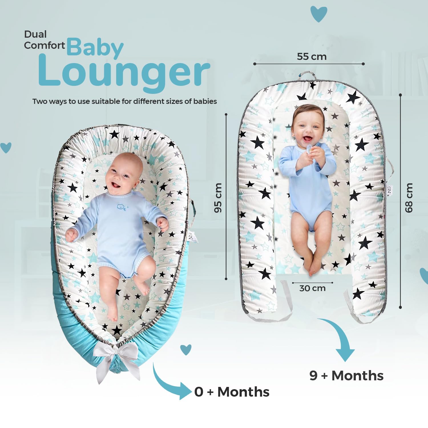 Baby Lounger - Baby Lounger for Newborn 0-24 Months – 100% Cotton Breathable & Soft Infant Nest for Tummy Time & Play, Portable Baby Floor Seat for Travel – Newborn Essentials Gift (Copy) (Copy)