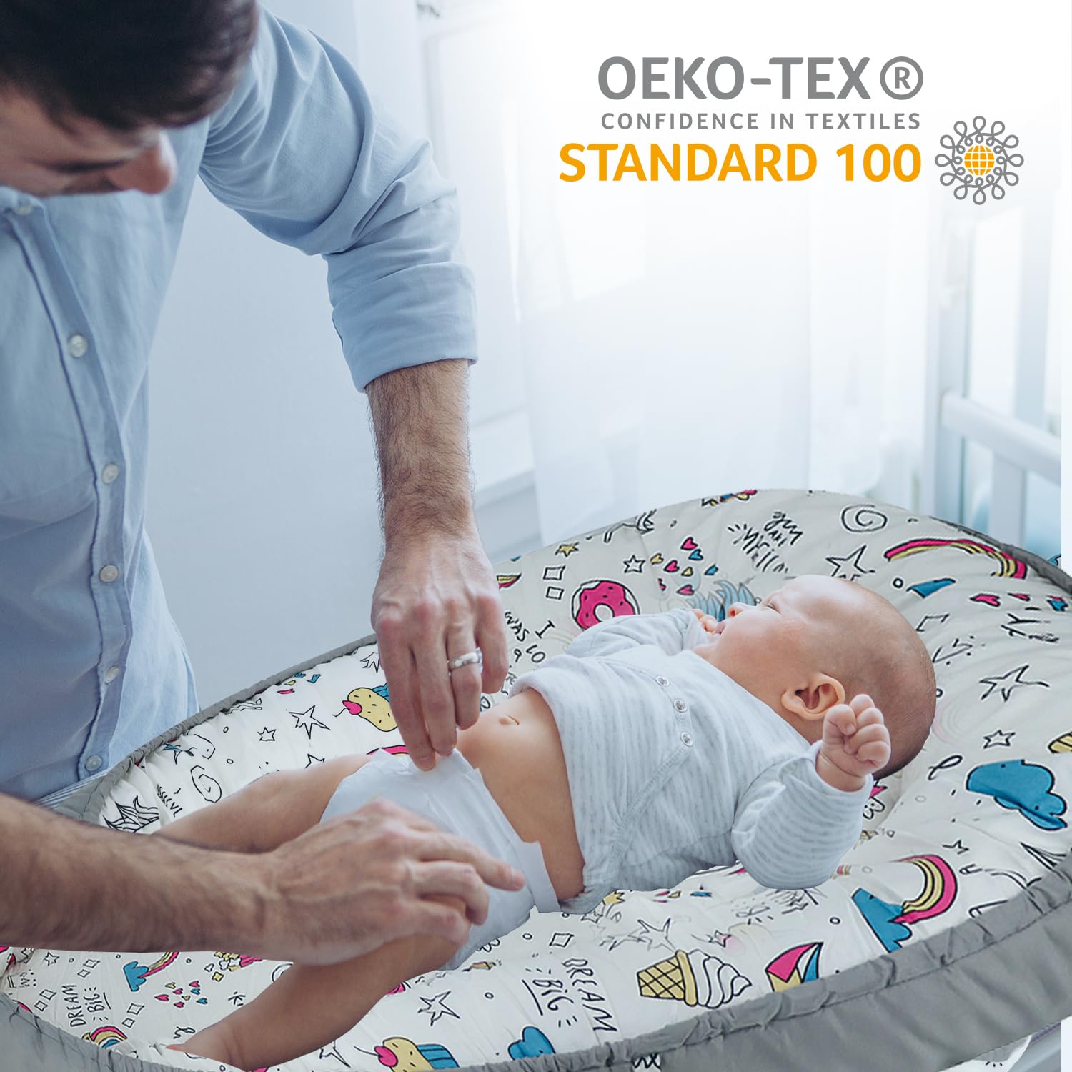 Baby Lounger - Baby Lounger for Newborn 0-24 Months – 100% Cotton Breathable & Soft Infant Nest for Tummy Time & Play, Portable Baby Floor Seat for Travel – Newborn Essentials Gift (Copy)