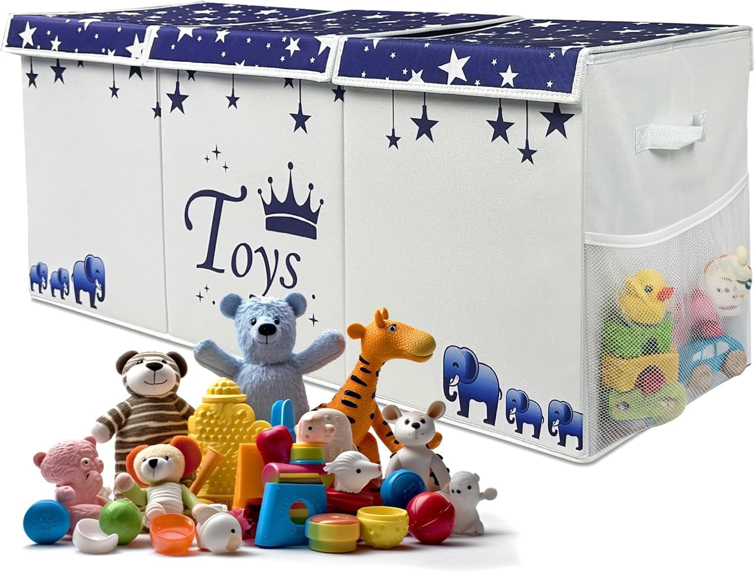 Extra Large Toy Storage Organizer For Living Room with Lids - Glow-in-Dark 40"x14"x16" Collapsible 600D Oxford Toy Chest for Kids, Boys, Girls - Durable Toy Bin for Living Room, Playroom, Nursery