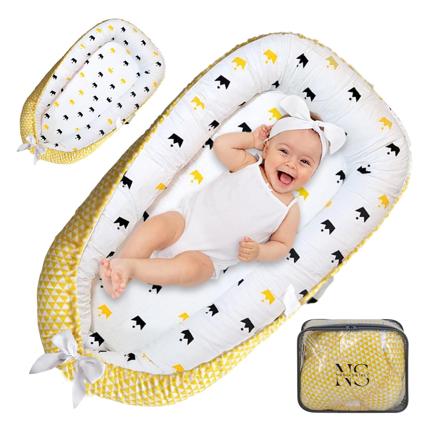 Baby Lounger - Baby Lounger for Newborn 0-24 Months – 100% Cotton Breathable & Soft Infant Nest for Tummy Time & Play, Portable Baby Floor Seat for Travel – Newborn Essentials Gift (Copy) (Copy) (Copy)