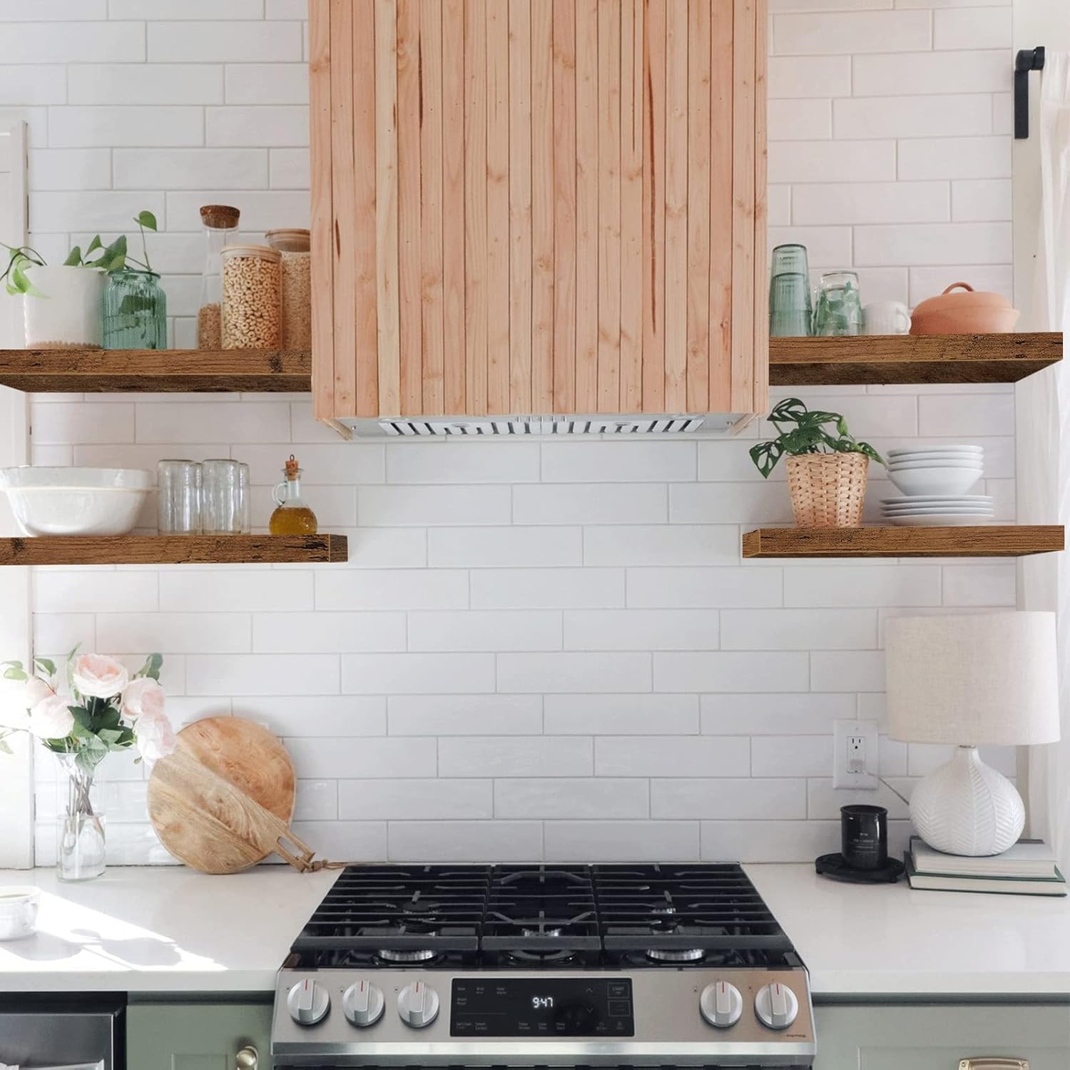 Bathroom Floating Shelves for Wall Mounted Shelf Over Toilet Farmhouse Home Decor Display Shelving Small 16 inch Set of 2, Rustic Brown
