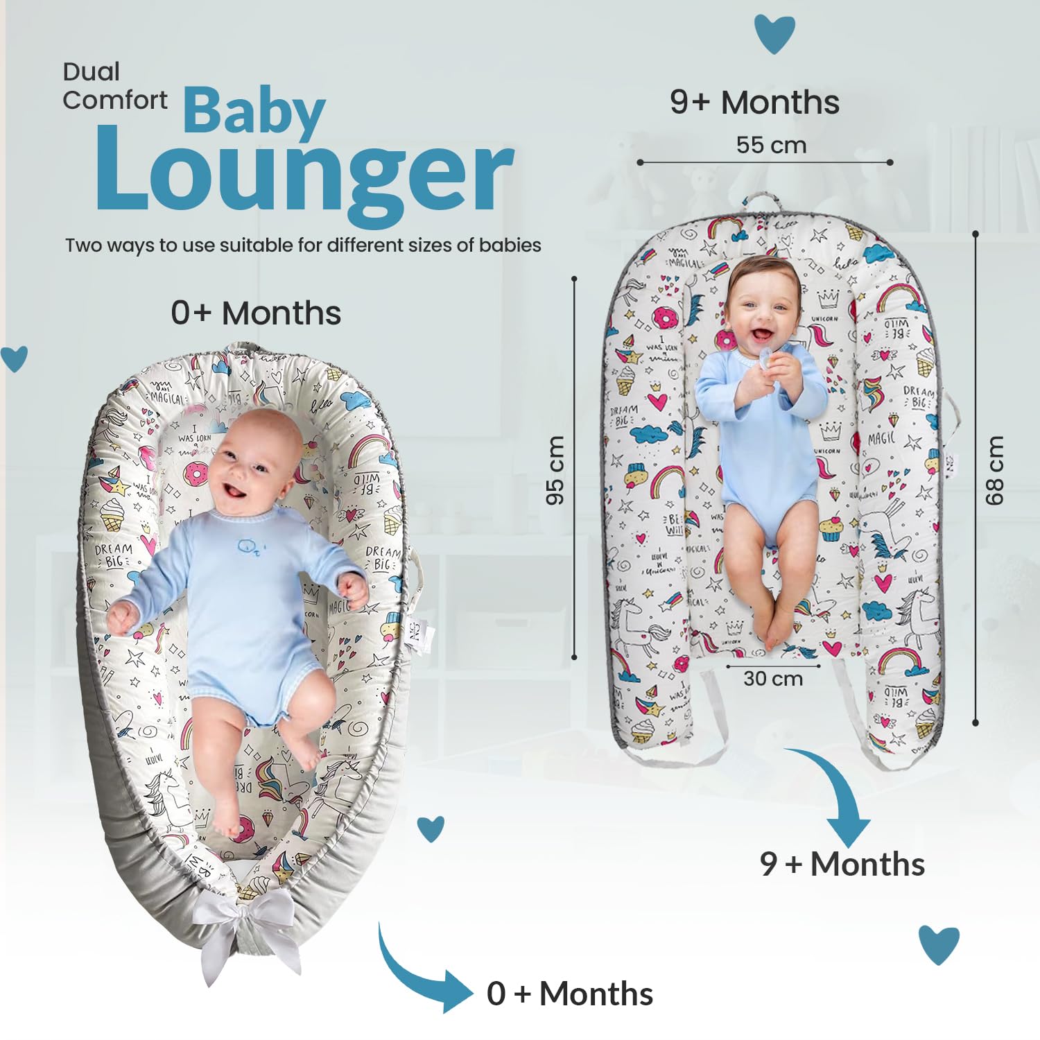 Baby Lounger - Baby Lounger for Newborn 0-24 Months – 100% Cotton Breathable & Soft Infant Nest for Tummy Time & Play, Portable Baby Floor Seat for Travel – Newborn Essentials Gift (Copy)