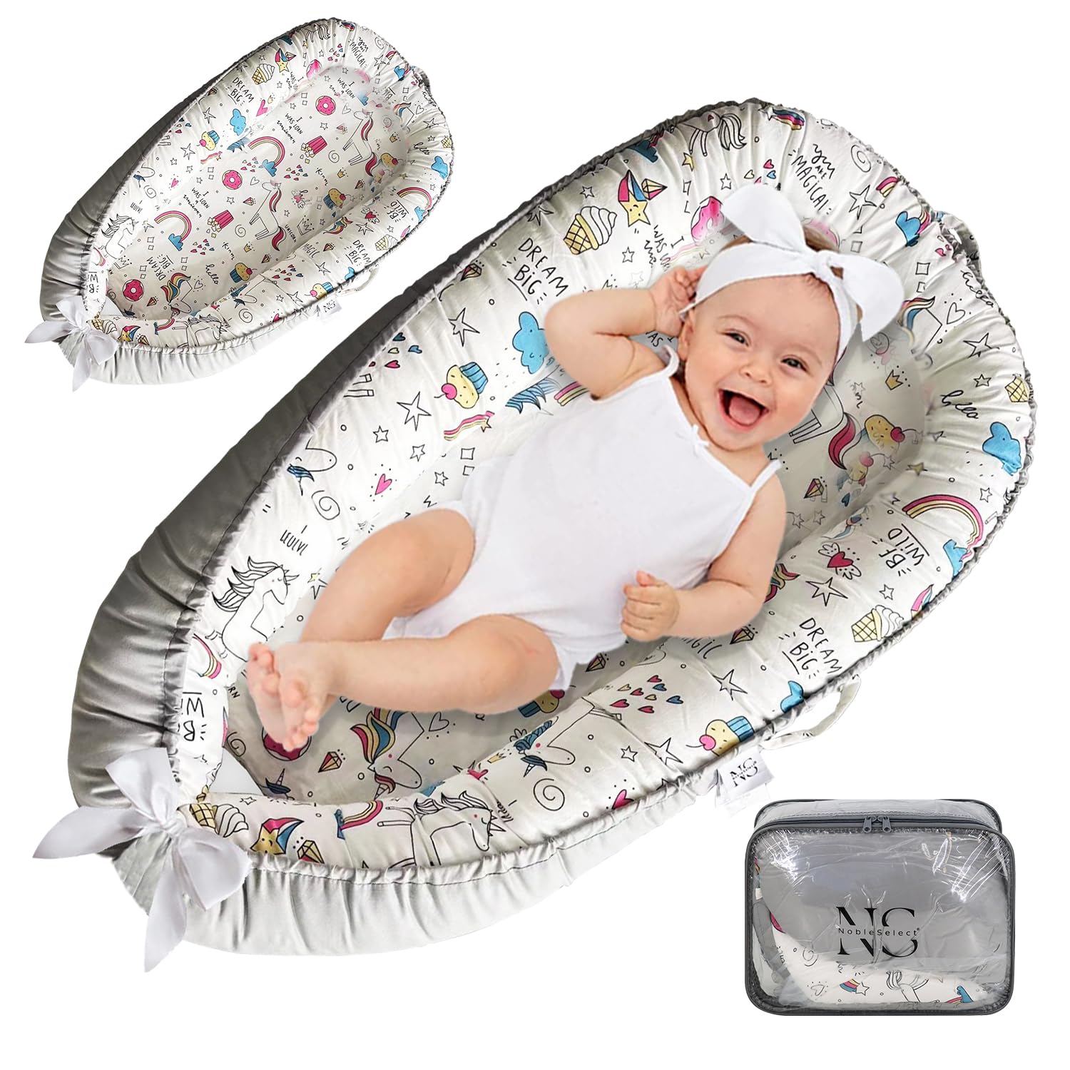 Baby Lounger - Baby Lounger for Newborn 0-24 Months – 100% Cotton Breathable & Soft Infant Nest for Tummy Time & Play, Portable Baby Floor Seat for Travel – Newborn Essentials Gift (Copy)