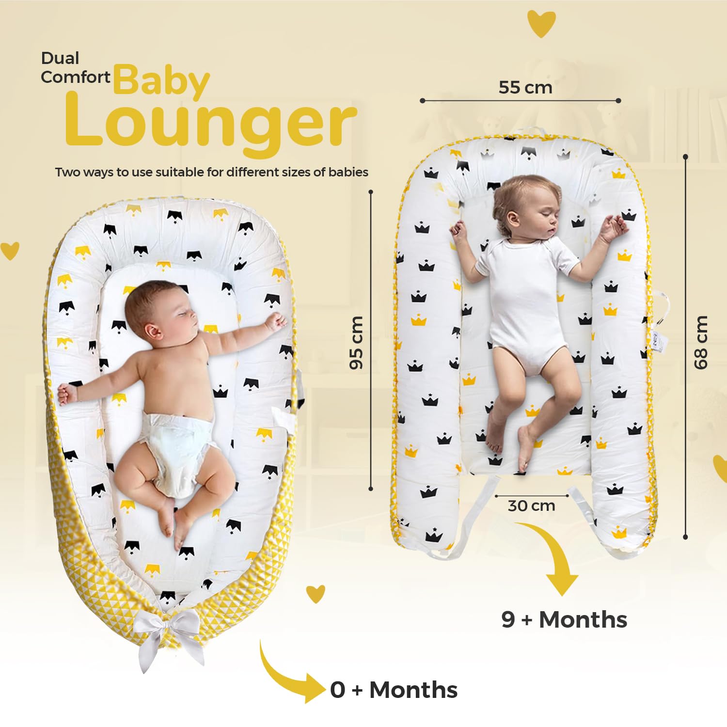Baby Lounger - Baby Lounger for Newborn 0-24 Months – 100% Cotton Breathable & Soft Infant Nest for Tummy Time & Play, Portable Baby Floor Seat for Travel – Newborn Essentials Gift (Copy) (Copy) (Copy)