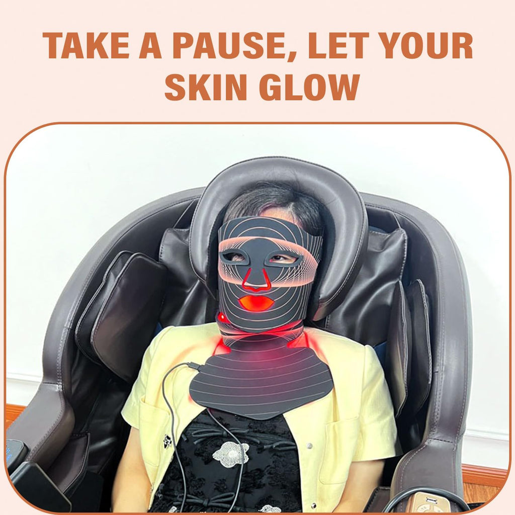 LED Face Mask Light Therapy, Red Light Therapy for Face, 7-1 Colors LED Facial Skin Care Mask, 175 High-Density Light Beads, Black
