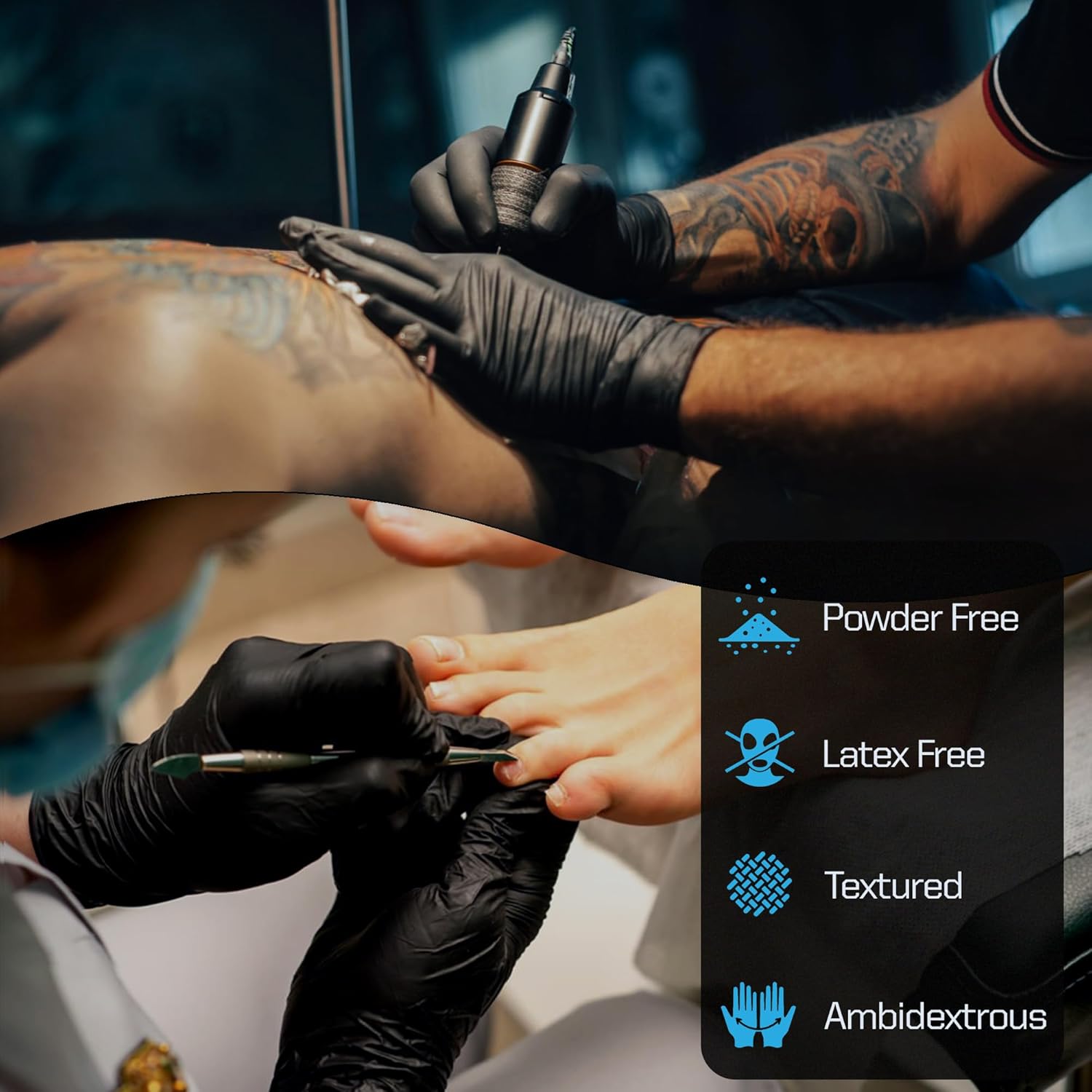 6Mil Black Nitrile Disposable Medical Exam Gloves - Heavy Duty 1000 PCS Gloves Powder-Free Latex-Free - Doctors, Nurses, Chefs, Mechanics, Cleaning, Food Prep & More