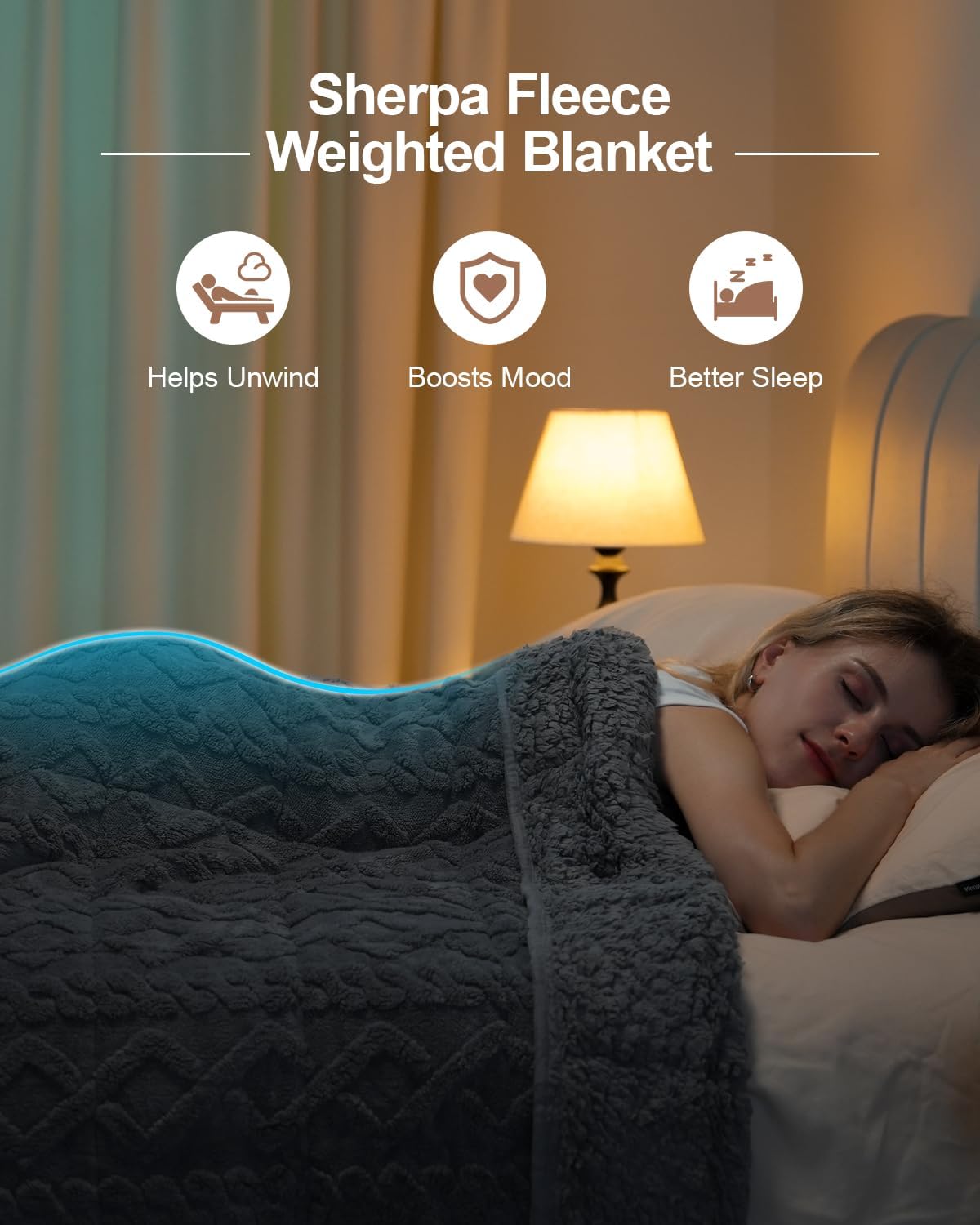 Cottonblue Weighted Blanket for Adults Queen Size 6.61 pound, Soft Fluffy Sherpa Fleece Jacquard Weighted Blankets Throw 27"x40" for Sleep Relax, Fuzzy Warm Arch Heavy Blanket for Bed Couch, Gray