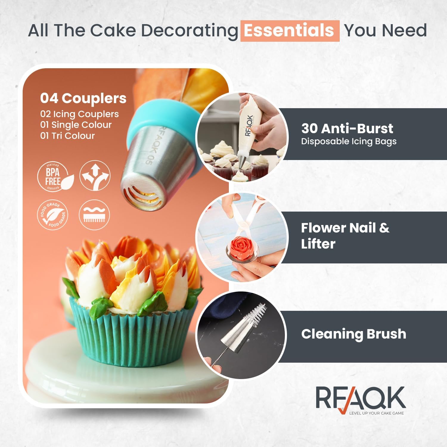 90PCs Flower Making Piping Tips Set, Includes 31 Piping Bags & 49 Tips (25 Russian piping tips, 16 Icing tips,7 Ruffle/Korean, 1 Ball Tip) + Video Course for beginners to Decorate Cake & Cupcake