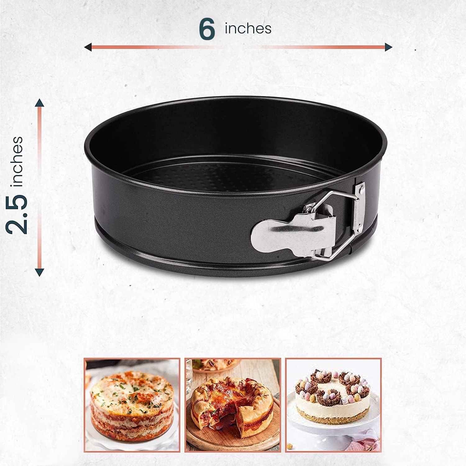 Non-Stick 6 Inch Cake Pan with Removable Bottom - Leakproof Springform Pan with 50Pcs Parchment Papers - Perfect for Cakes, Cheesecakes, and Compatible with 3 Qt Instant Pot - Bonus E-Book