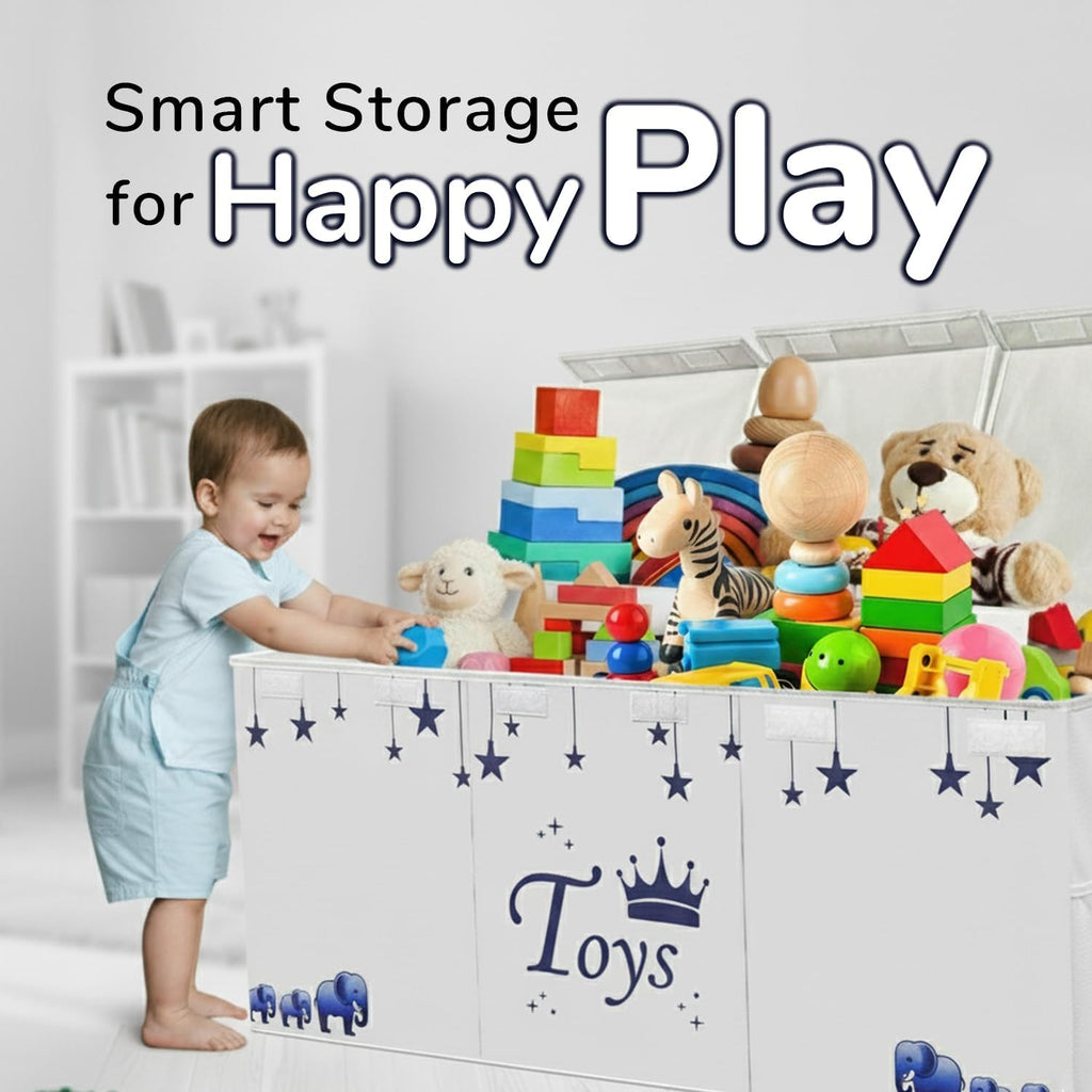 Extra Large Toy Storage Organizer For Living Room with Lids - Glow-in-Dark 40"x14"x16" Collapsible 600D Oxford Toy Chest for Kids, Boys, Girls - Durable Toy Bin for Living Room, Playroom, Nursery