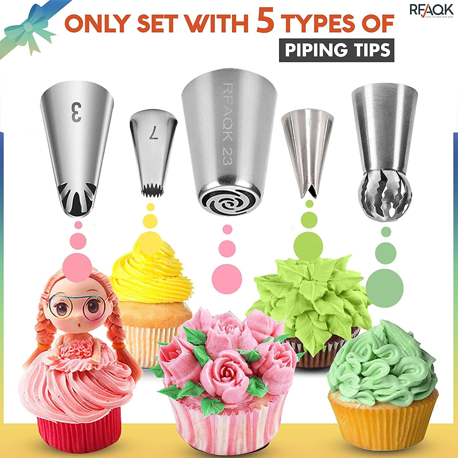 150PCs Russian Piping Tips for Cake Decorating - Piping Bags and Tips Set include 25 Extra Large Russian Tips,31 Icing Tips, 41 Pastry Bags & Other Frosting Tools for Cookie, Cupcake & Cake Decoration