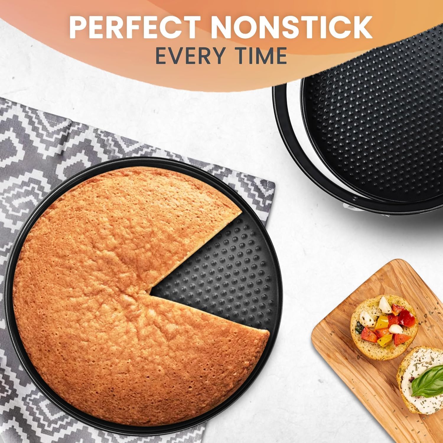 Non-Stick 9 Inch Springform Pan - Spring form Pan for Cheesecake with Removable Bottom, Bonus Icing Spatula with 10 Pcs Parchment Paper & Recipe E-Book - Ideal for Baking Cakes, Pizzas, & More!