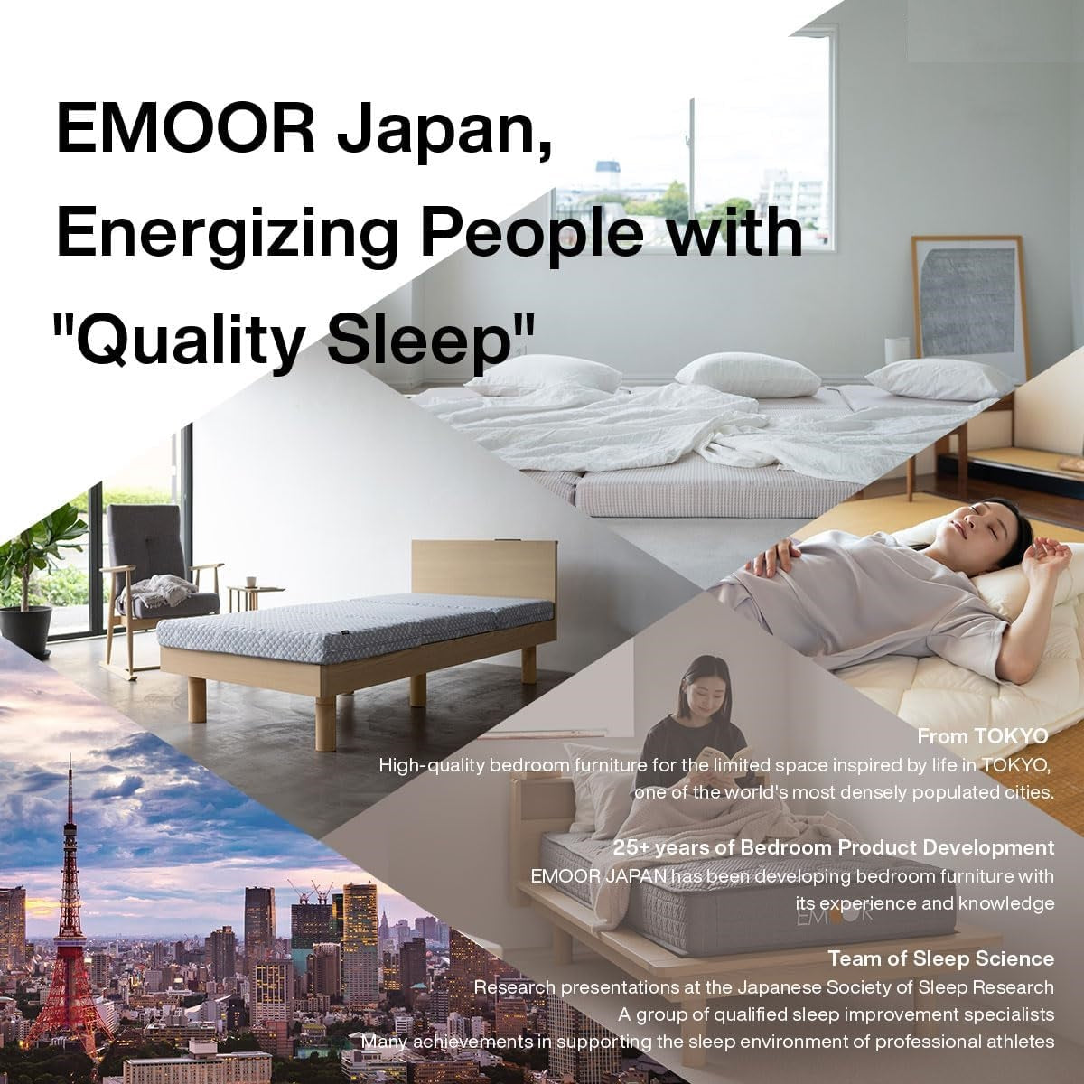 Foldable Wood Slatted Floor Bed Frame OSMOS Twin Solid Pine (Earth-Natural), Easy Assembly Space Saving Storable Floor Life Tatami