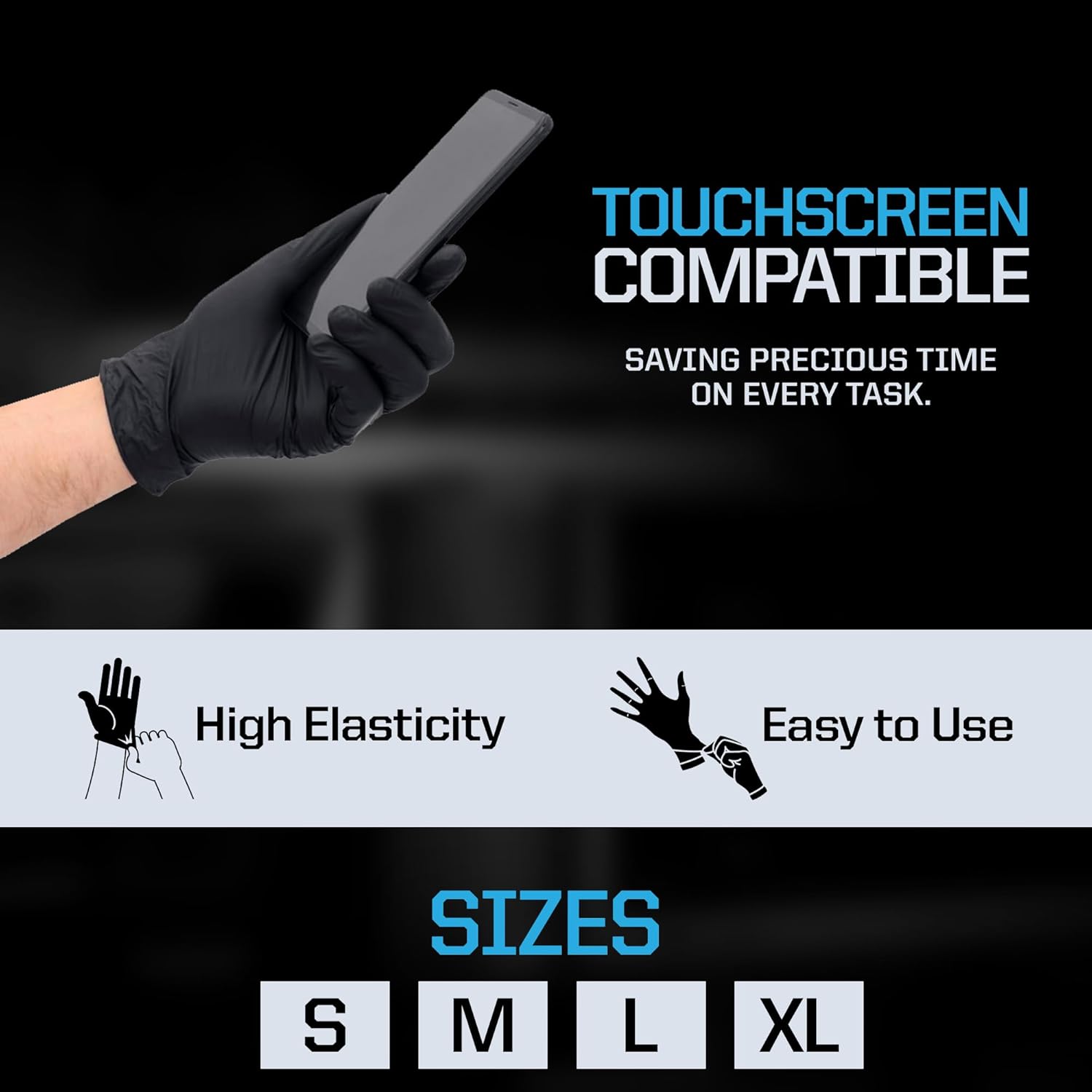 6Mil Black Nitrile Disposable Medical Exam Gloves - Heavy Duty 1000 PCS Gloves Powder-Free Latex-Free - Doctors, Nurses, Chefs, Mechanics, Cleaning, Food Prep & More