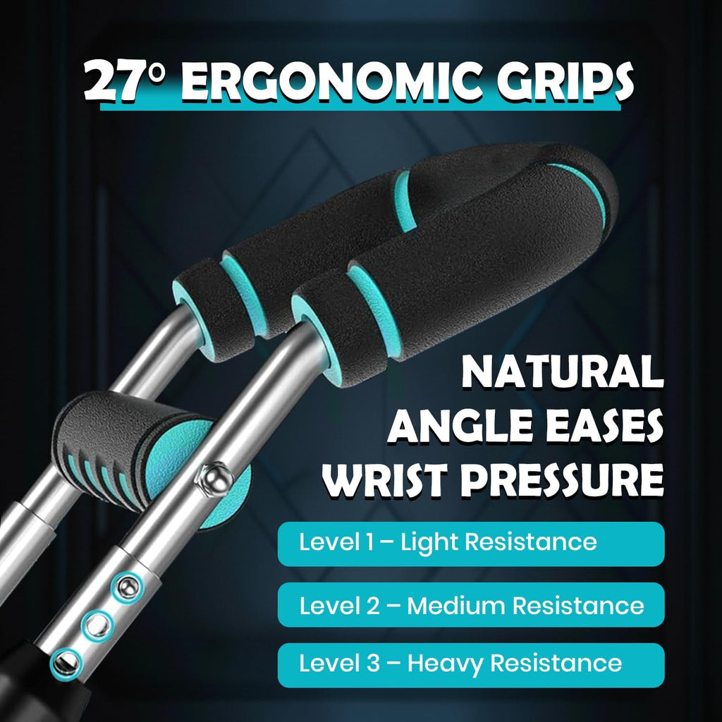 Twister Arm Trainer for Men – Adjustable Resistance 40-140lb – Ergonomic 27° Chest & Biceps Workout Bar – Portable & Detachable Home Gym Fitness Equipment