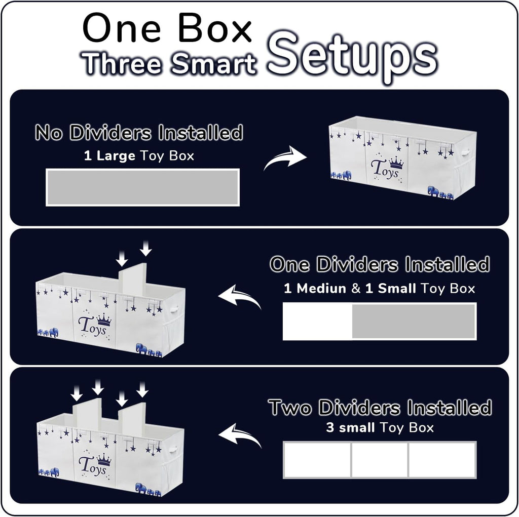 Extra Large Toy Storage Organizer For Living Room with Lids - Glow-in-Dark 40"x14"x16" Collapsible 600D Oxford Toy Chest for Kids, Boys, Girls - Durable Toy Bin for Living Room, Playroom, Nursery