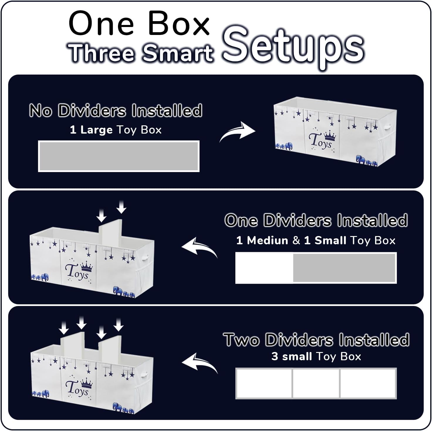 Extra Large Toy Storage Organizer For Living Room with Lids - Glow-in-Dark 40"x14"x16" Collapsible 600D Oxford Toy Chest for Kids, Boys, Girls - Durable Toy Bin for Living Room, Playroom, Nursery