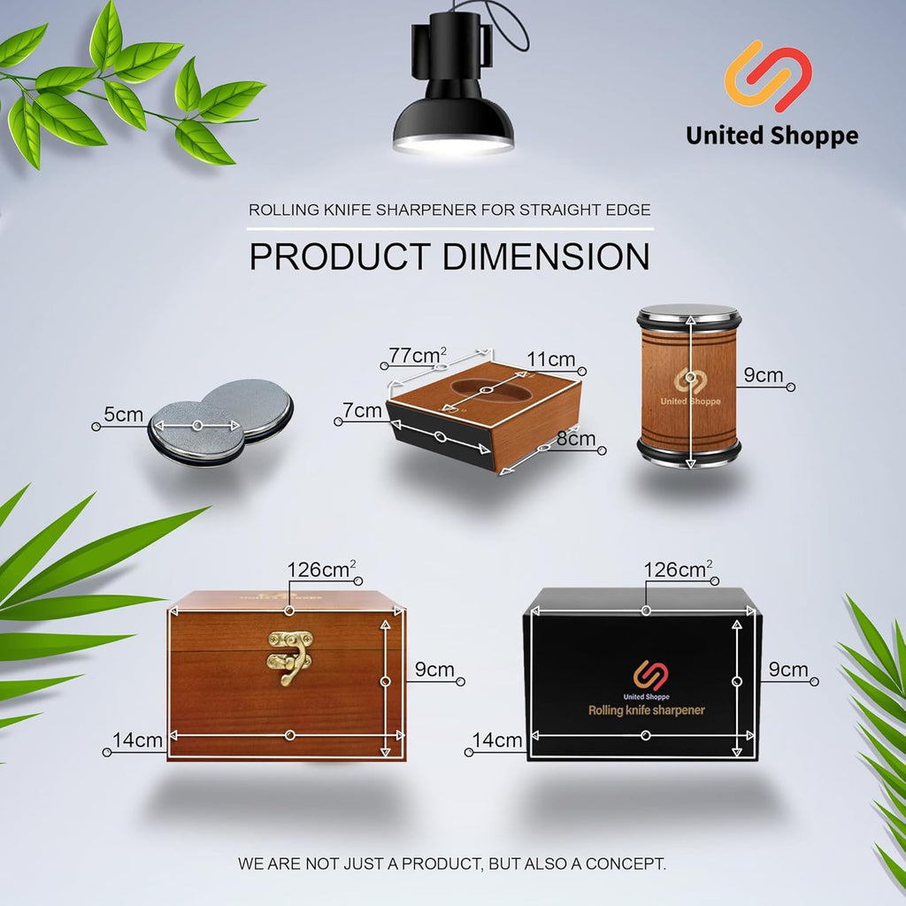 Rolling Knife Sharpener with Protective Wooden Box, Knife Sharpening Made Easy - Knife Sharpener Tool for Kitchen Knives, Kitchen knife Sharpener kit with 15° & 20° Magnetic Angle(Brown)