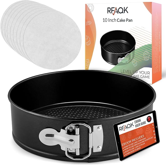 Non-Stick 9 Inch Springform Pan - Spring form Pan for Cheesecake with Removable Bottom, Bonus Icing Spatula with 10 Pcs Parchment Paper & Recipe E-Book - Ideal for Baking Cakes, Pizzas, & More!