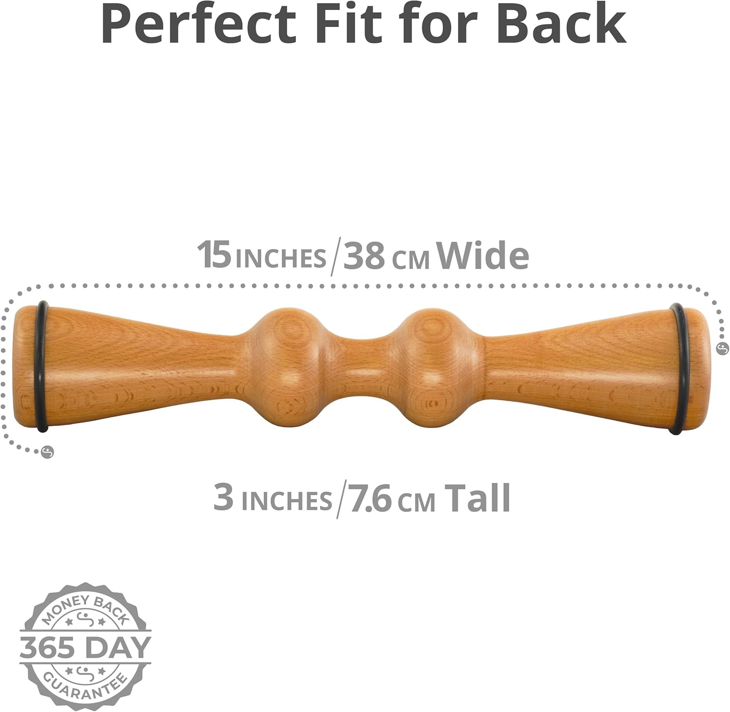 Wood Back Roller, Spine Stretcher & Aligner, Ma Roller, Back Cracker for Back Pain Relief and Muscle Recovery, Manual Back Massager, Wood Therapy Massage Tool (15 inch)