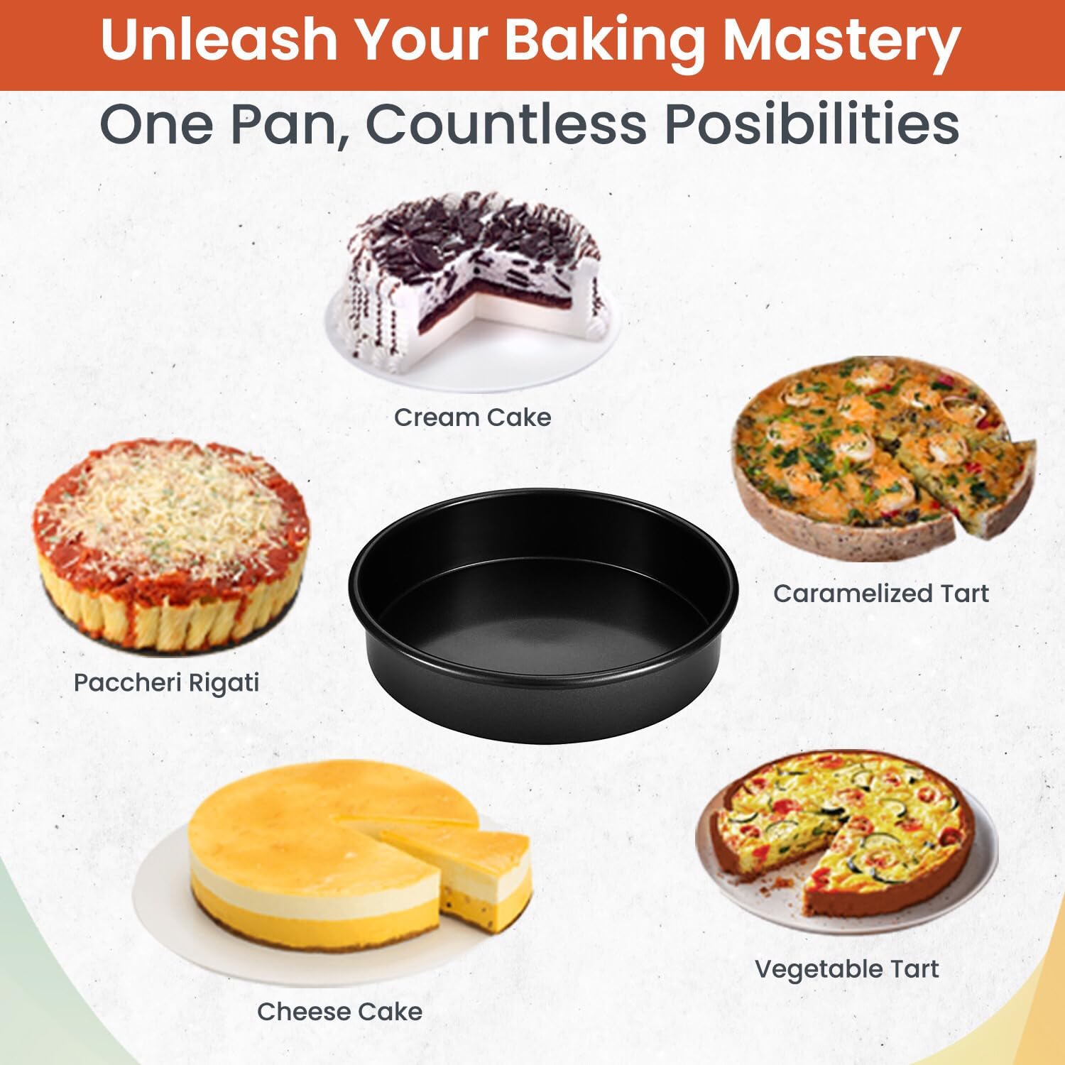 9-Inch Round Cakes Pan Set of 2 with 40 Pieces Parchment Paper Rounds, Nonstick Baking Cake Pans Sets for Baking