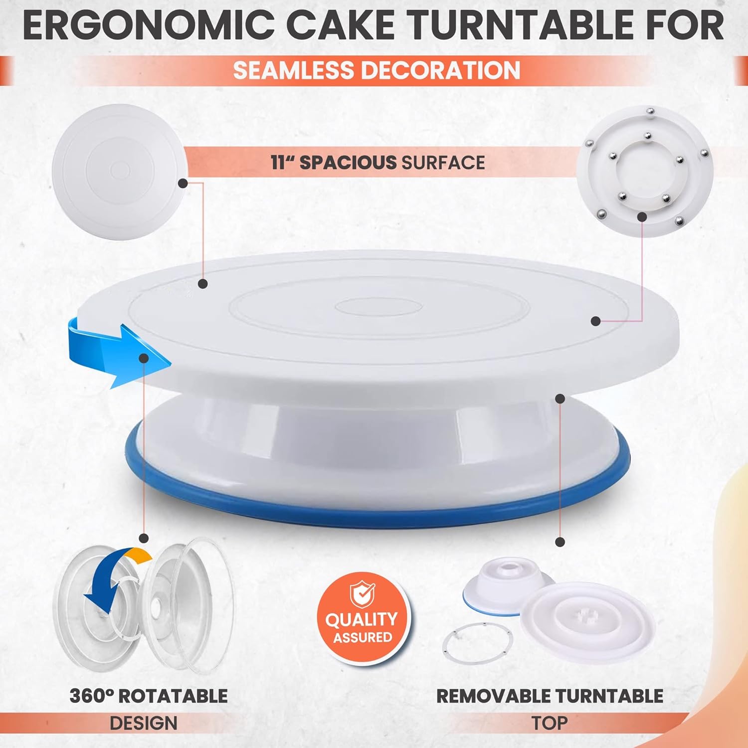 35PCs Cake Turntable and Leveler-Rotating Cake Stand with Non Slip pad-7 Icing Tips and 20 Bags- Straight & Offset Spatula-3 Scraper Set -EBook-Cake Decorating Supplies Kit -Baking Tools