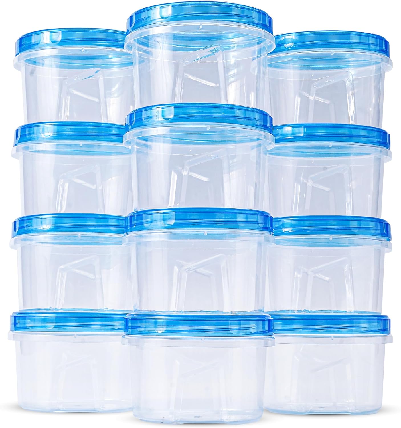 24 pcs Freezer Storage Containers with Lids-(16OZ) 12 Food Storage Containers with 12 Twist Top-Deli Container for Soup-Reusable Plastic Box for Lunch, Gym, Travel