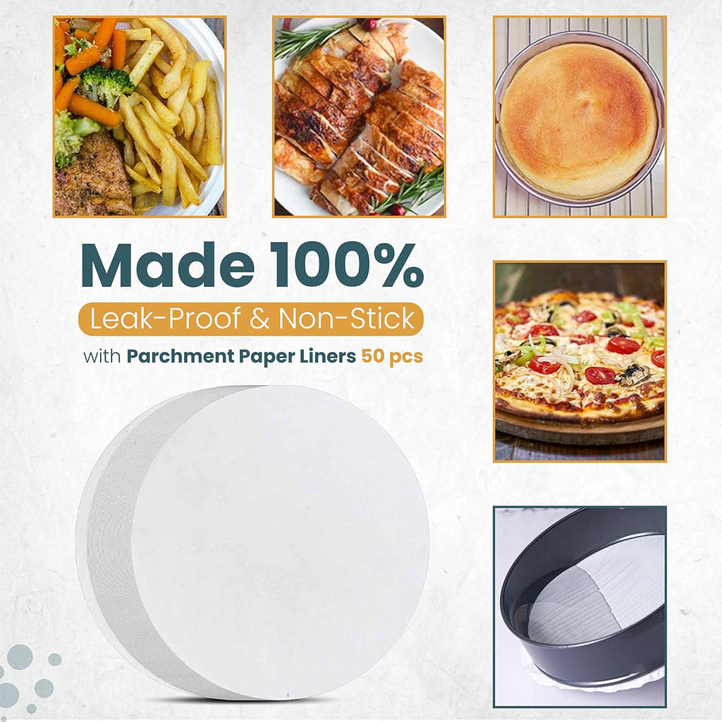 Springform Pan Set of 3 - Non-Stick Leakproof Round Cake Pans (6", 8", 10") with 90 Pcs Parchment Paper Liners and Bonus Ebook - Perfect for Cheesecakes, Baking, and More!"