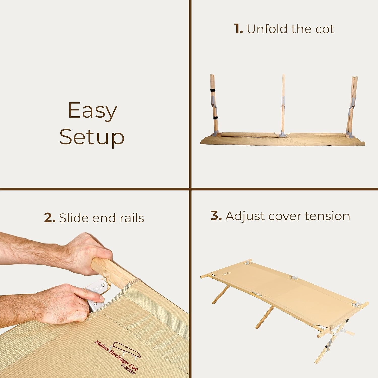 Heritage Cot, Folding Camping Cot, 375 lbs Capacity