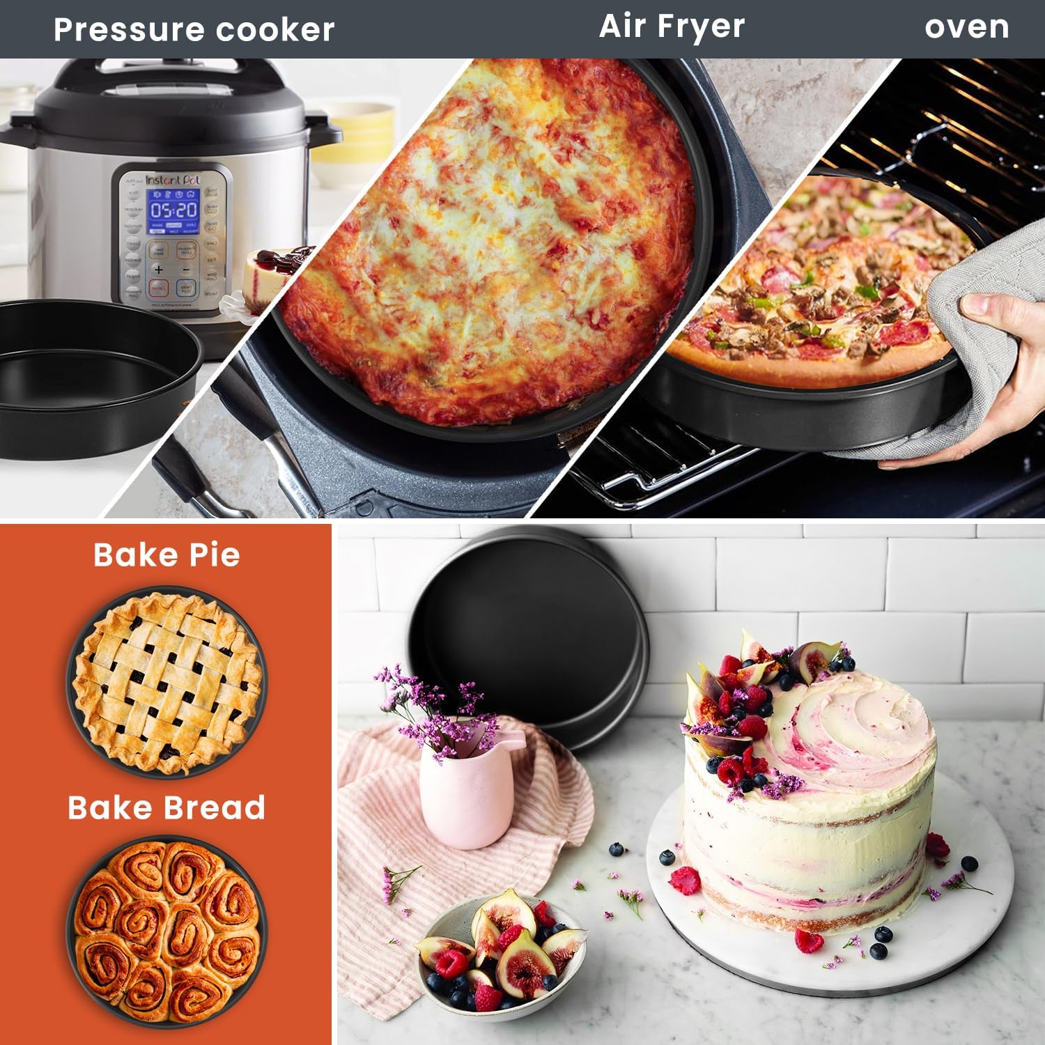 6 Inch Cake Pans Set of 3-6 Inch Round Cake Pan with 120 Pieces Parchment Papers, Non-stick Cake Baking Pans, Dishwasher Safe