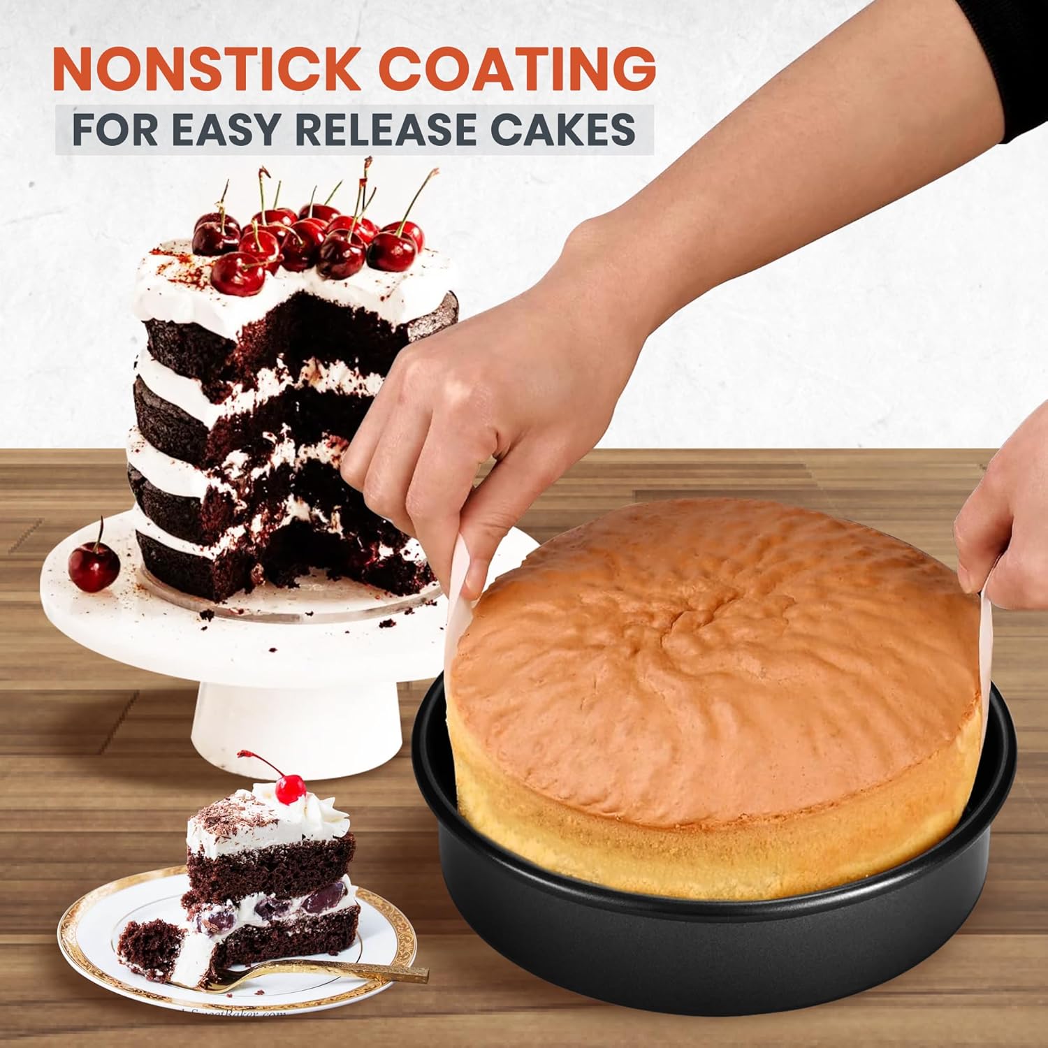 6 Inch Cake Pans Set of 3-6 Inch Round Cake Pan with 120 Pieces Parchment Papers, Non-stick Cake Baking Pans, Dishwasher Safe