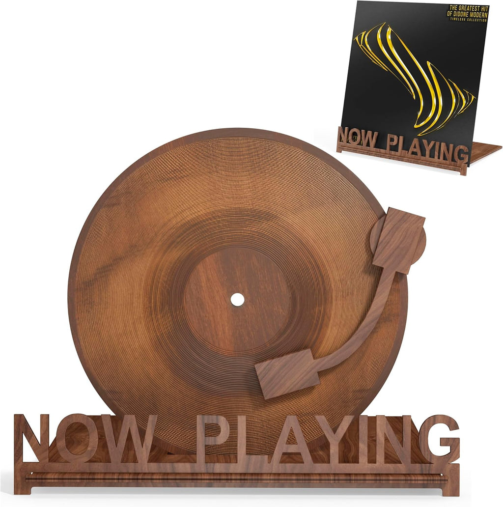 Now Playing Vinyl Record Holder | Wooden Vinyl Record Storage Stands for Albums Display | Now Spinning Accessories Rack Wood - Record