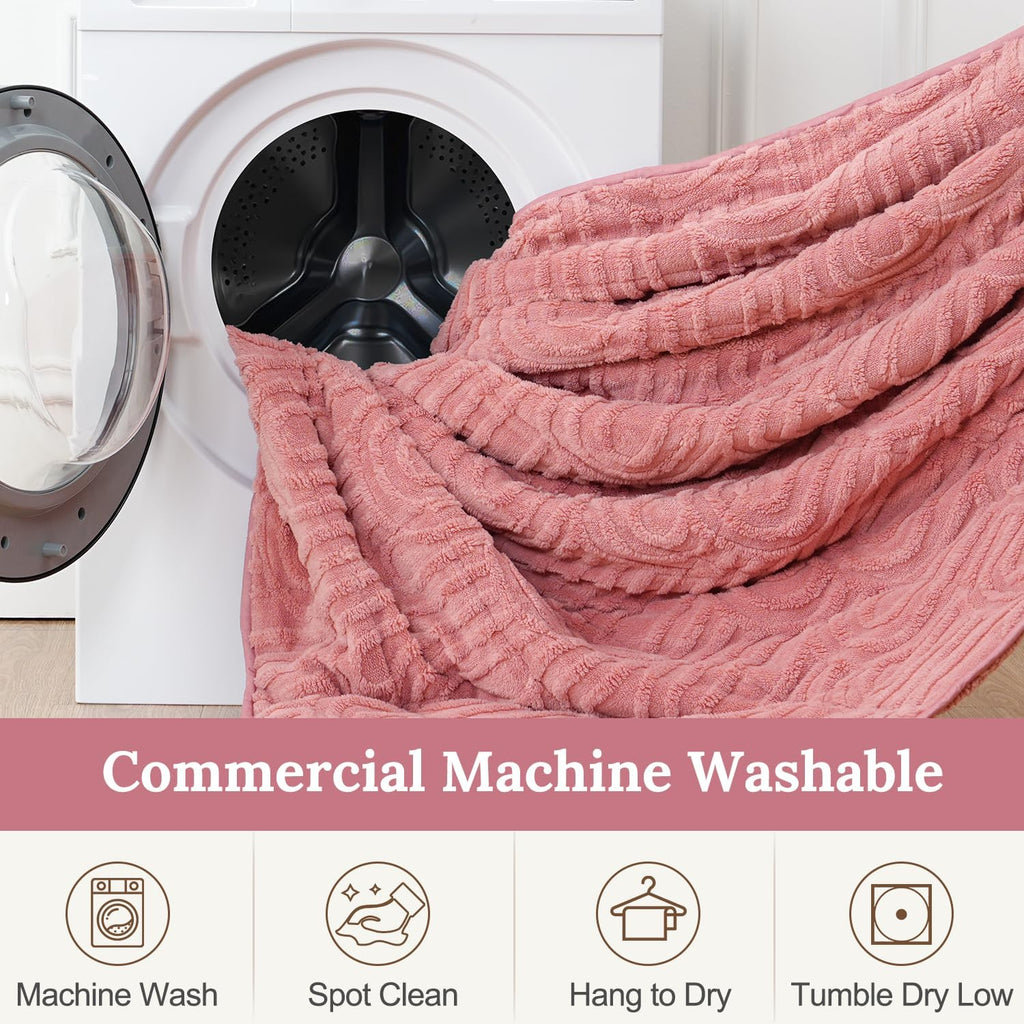 Pink Cottonblue Weighted Blanket for Adults Queen Size 6.61 pound, Soft Fluffy Sherpa Fleece Jacquard Weighted Blankets Throw 27"x40" for Sleep Relax, Fuzzy Warm Arch Heavy Blanket for Bed Couch, Pink