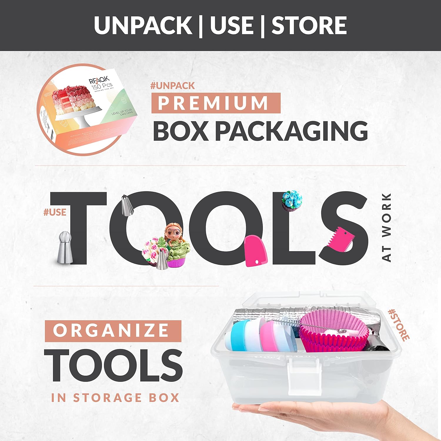 150PCs Russian Piping Tips for Cake Decorating - Piping Bags and Tips Set include 25 Extra Large Russian Tips,31 Icing Tips, 41 Pastry Bags & Other Frosting Tools for Cookie, Cupcake & Cake Decoration