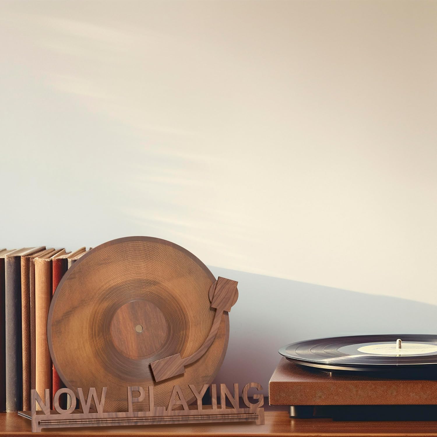 Now Playing Vinyl Record Holder | Wooden Vinyl Record Storage Stands for Albums Display | Now Spinning Accessories Rack Wood - Record
