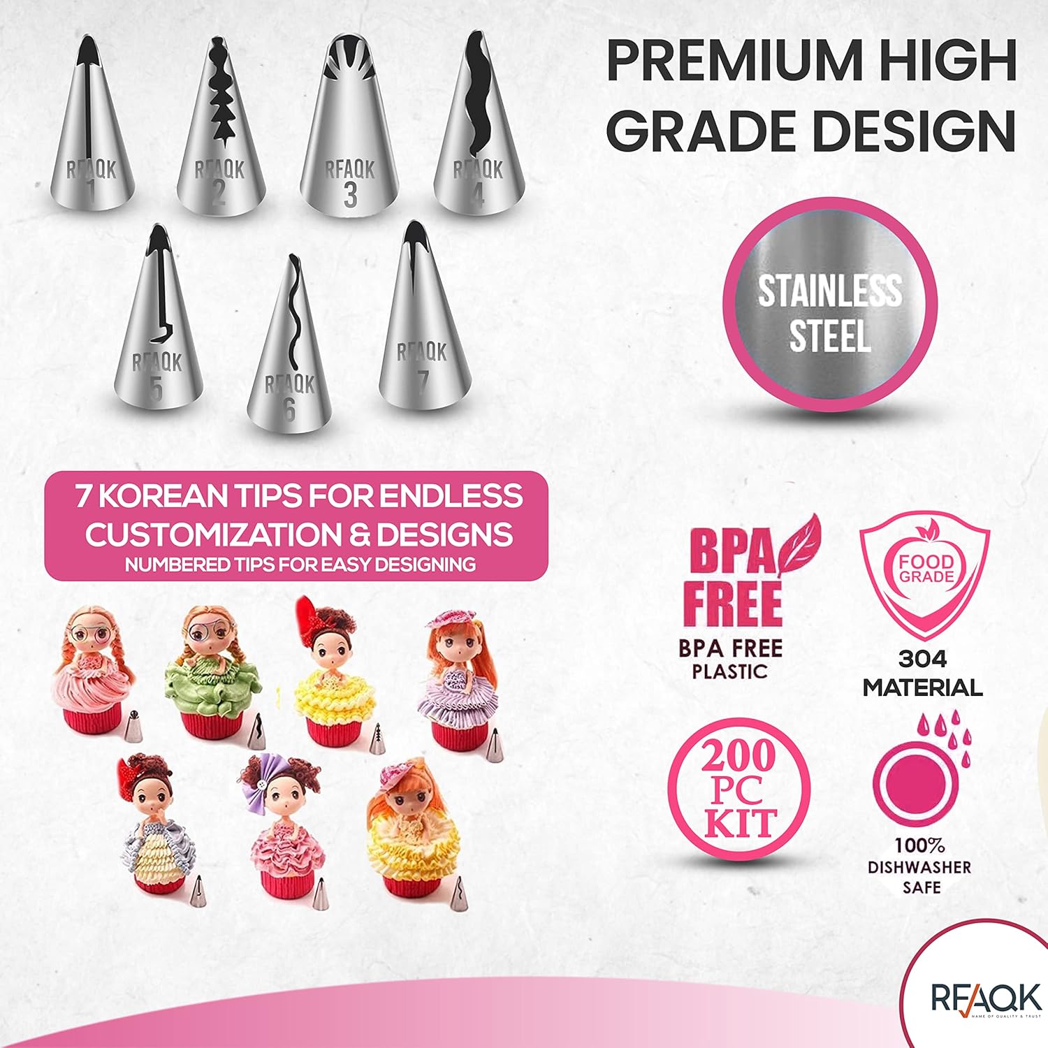 200PCs Cake Decorating Kit for Beginners with Turntable for Decoration - Piping Bags and Tips Set (110+55), Straight & Offset Spatula, Leveler, Video Course, Pattern Chart & More Baking Supplies