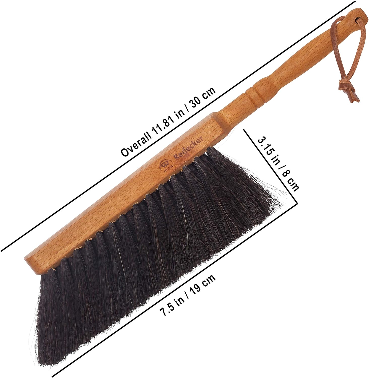 Horsehair Fiber Hand Brush and Dust Pan Set - Wooden Broom and Dustpan Set for Home - Outdoor Dust Pan and Brush - Oiled Beechwood Handles - Large Capacity Stainless Steel Dust Pan