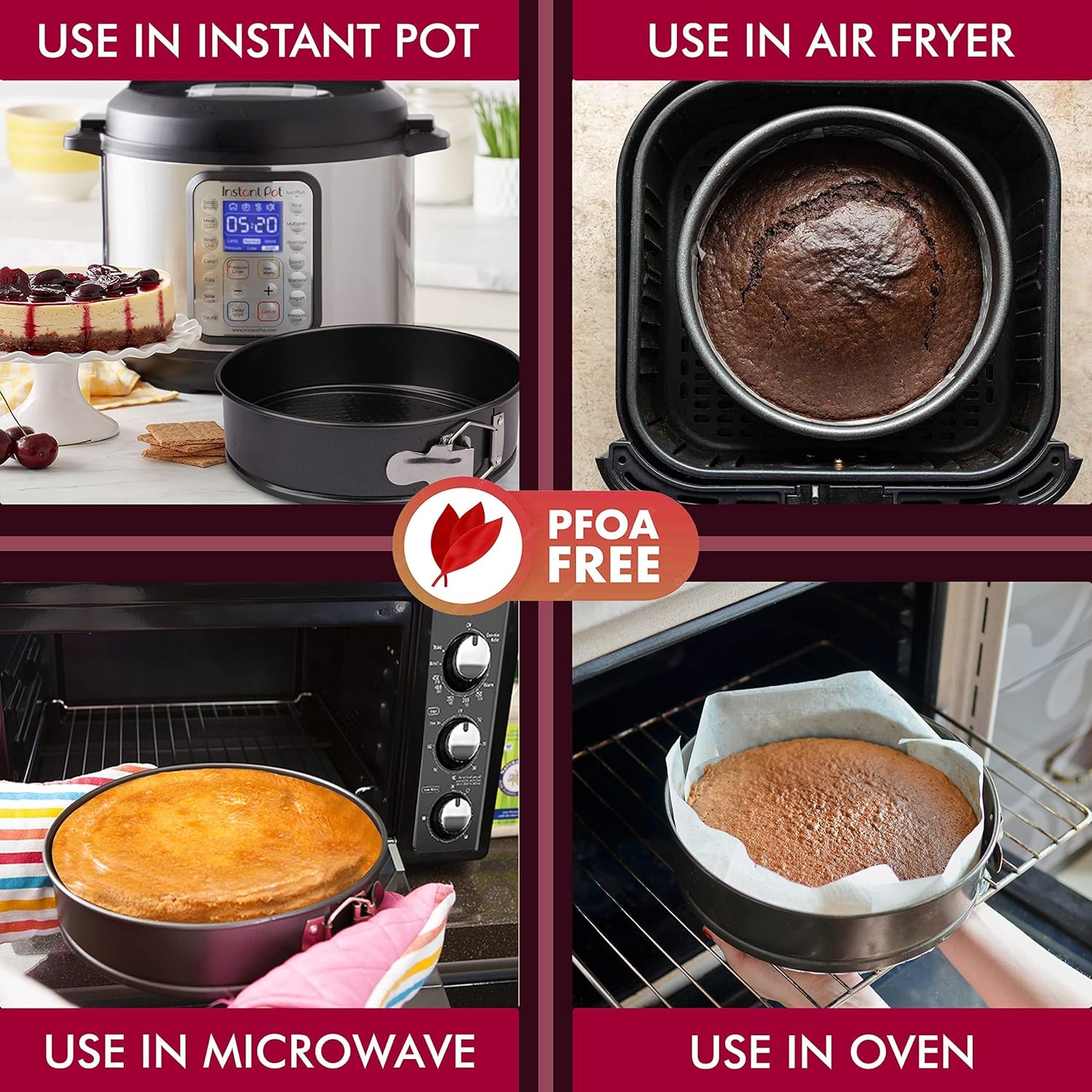 Springform Pan Set of 3 - Non-Stick Leakproof Round Cake Pans (6", 8", 10") with 90 Pcs Parchment Paper Liners and Bonus Ebook - Perfect for Cheesecakes, Baking, and More!"