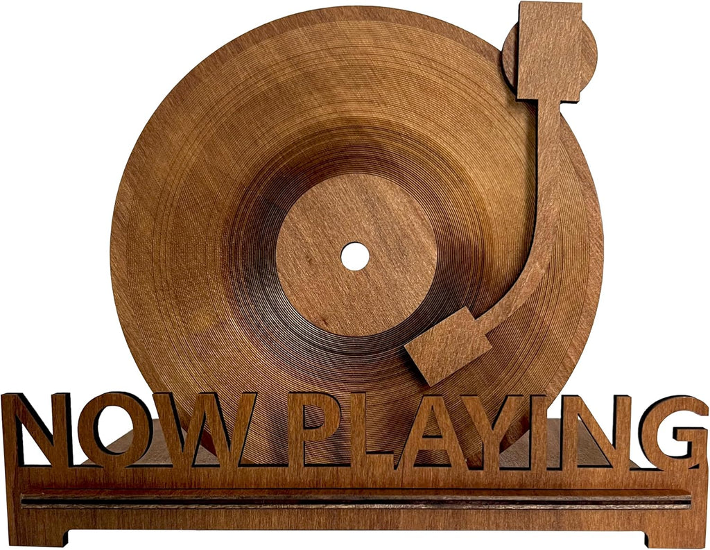 Now Playing Vinyl Record Holder | Wooden Vinyl Record Storage Stands for Albums Display | Now Spinning Accessories Rack Wood - Record