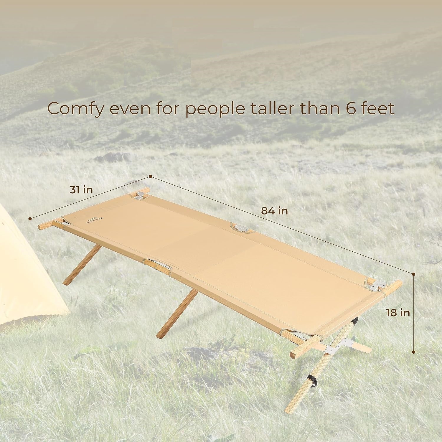 Heritage Cot, Folding Camping Cot, 375 lbs Capacity