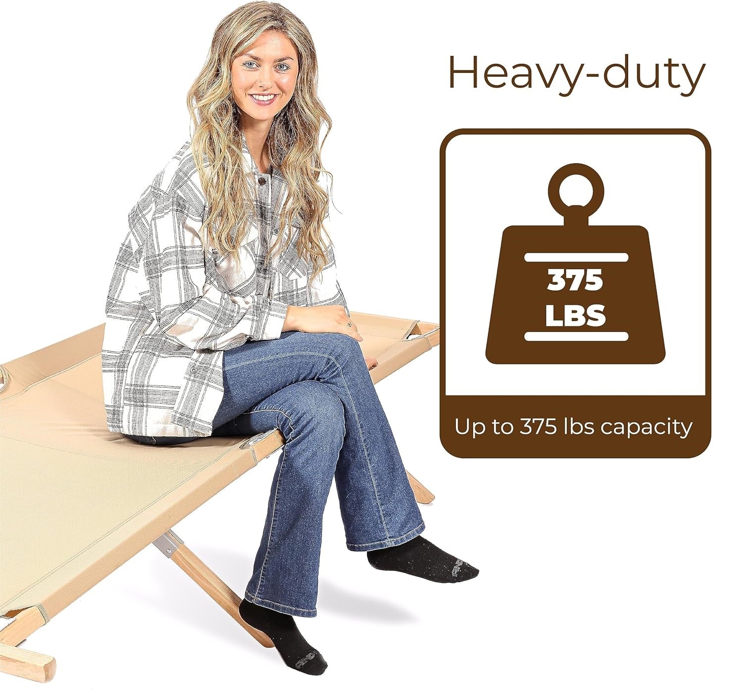 Heritage Cot, Folding Camping Cot, 375 lbs Capacity