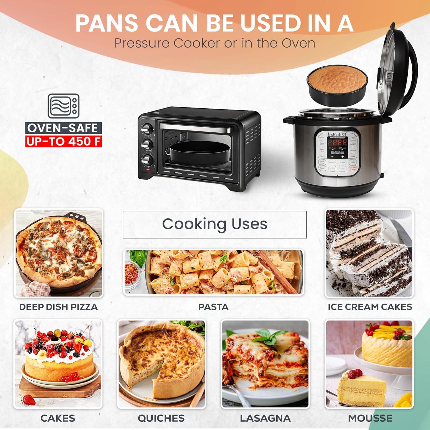 133PCs Round Cake Pans Sets for Baking + Cake Decorating Kit with NonStick 8 Inch Cake Pan Set of 3 -Icing Tips,Cake Leveler,Spatula, Multifunctional Cake Pan, Baking Supplies Gift & eBook